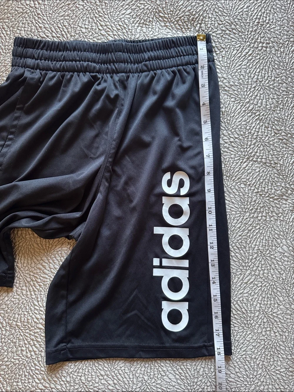 adidas Black Athletic Shorts with Vertical Logo